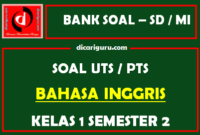 Soal UTS Bahasa Inggris Kelas 1 Semester 2 dan Kunci Jawaban