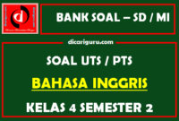 Soal UTS Bahasa Inggris Kelas 4 Semester 2 dan Kunci Jawaban