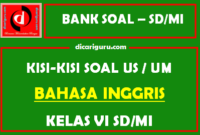 Contoh  Kisi – Kisi US / USBN Bahasa Inggris SD / MI Kelas 6