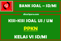 Contoh  Kisi – Kisi US / USBN PPKN SD / MI Kelas 6