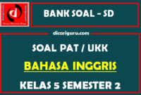 Soal UKK / PAT Bahasa Inggris Kelas 5 SD Semester 2