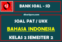 Soal UKK / PAT Bahasa Indonesia Kelas 2 SD Semester 2