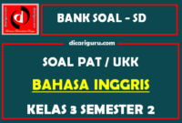 Soal UKK / PAT Bahasa Inggris Kelas 3 SD Semester 2