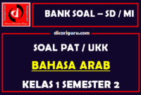 Soal UKK / PAT Bahasa Arab Kelas 1 MI Semester 2