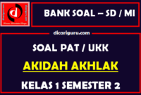 Soal UKK / PAT Akidah Akhlak Kelas 1 MI Semester 2