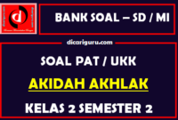 Soal UKK / PAT Akidah Akhlak Kelas 2 MI Semester 2