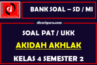 Soal UKK / PAT Akidah Akhlak Kelas 4 MI Semester 2