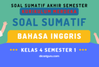 Soal Sumatif UAS Bahasa Inggris Kelas 4 Semester 1 Kurikulum Merdeka